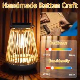 KagoLing Solar Lights Outdoor Waterproof Garden Decor Lantern Hanging Lamp with Handle,Unique Ideas Rattan LED Lanterns for Decorations Patio Lawn Tabletop Pathway 4p