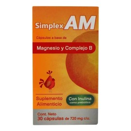 Suplemento Nutricional Magnesio Glicinato y Complejo B 30 Cápsulas Simplex AM
