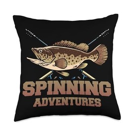 Angler, Fischer, Angel Fish Fish Outifts And Gifts Angel, Angler Fisherman Outfit Bass Fishing Throw Pillow, 18x18, Multicolor