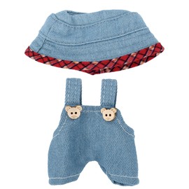Doll Clothes Outfit Set, Adorable Stylish Cowboy Hat and Denim Overalls Plush Toy Clothes Luxury Chic Toy Outfit Clothing Accessories for 6.7in Doll