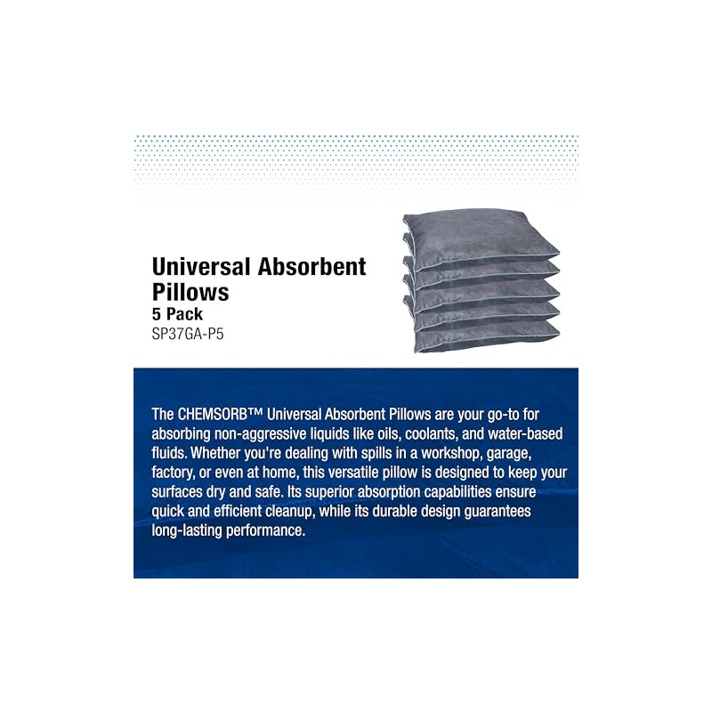 CHEMSORB Universal Absorbent Pillows 18"x18" - 5 Pack Box