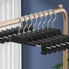 20 Pack Heavy DutyPants Skirt Hangers with Clips,Black,12 Inch