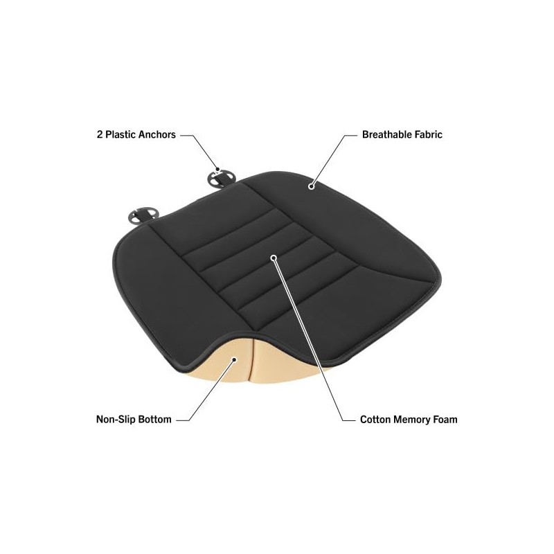 Stalwart Car Seat Cushion - 1.2-Inch-Thick Memory Foam Seat Pad