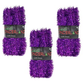 Widdle Wonderland Christmas Tree Tinsel 3 packs of 50ft x 3cm GREAT VALUE - Purple