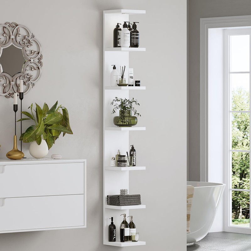 LitaEther Versatile 7 Tier Wall Shelf Unit,White Lack Wall Shelf,Display