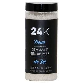 24K Fleur de Sel (Guerande) - 250g (8.8 oz) | 100% Pure Sea Salt, Hand Harvested from Guérande France, Finishing Salt, Flower of Salt, Fine Flakes