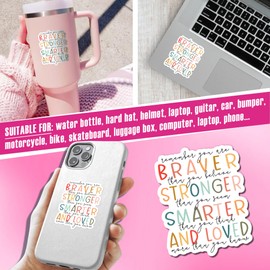 (3Pcs-3") You are Braver Than You Believe Stronger Than You Seem Sticker, Self Love Motivational Waterproof Die-Cut Vinyl Decal for Laptop Waterbottle Tumbler Inspirational Stickers Gifts 3 Inches