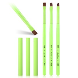 INENK 3PCS Nail Clean Up Brushes for OPI Nail Polish Remover, Brushes for Cleaning Polish Mistakes on the Cuticles, Acetone Resistant Nail Brush for Nail Art and Designs（Fluorescent Green ）