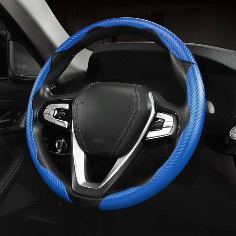 Carbon Fiber Steering Wheel Cover 3pcs Anti-Slip Car Steering Wheel