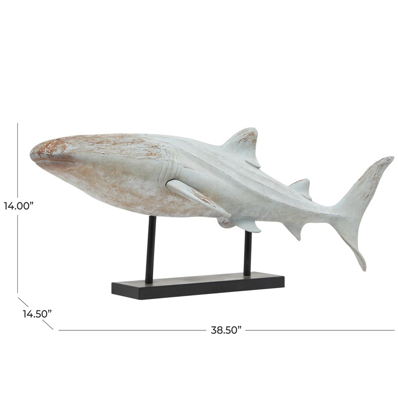 Deco 79 Polystone Shark Decorative Sculpture Distressed Home Decor Statue
