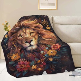 Lion Throw Blanket Lion Stuff Gifts for Kids Girls Boys Adults Women Man Soft Cozy Warm Plush Fluffy Fuzzy Fleece Blanket Decor 40''X50''