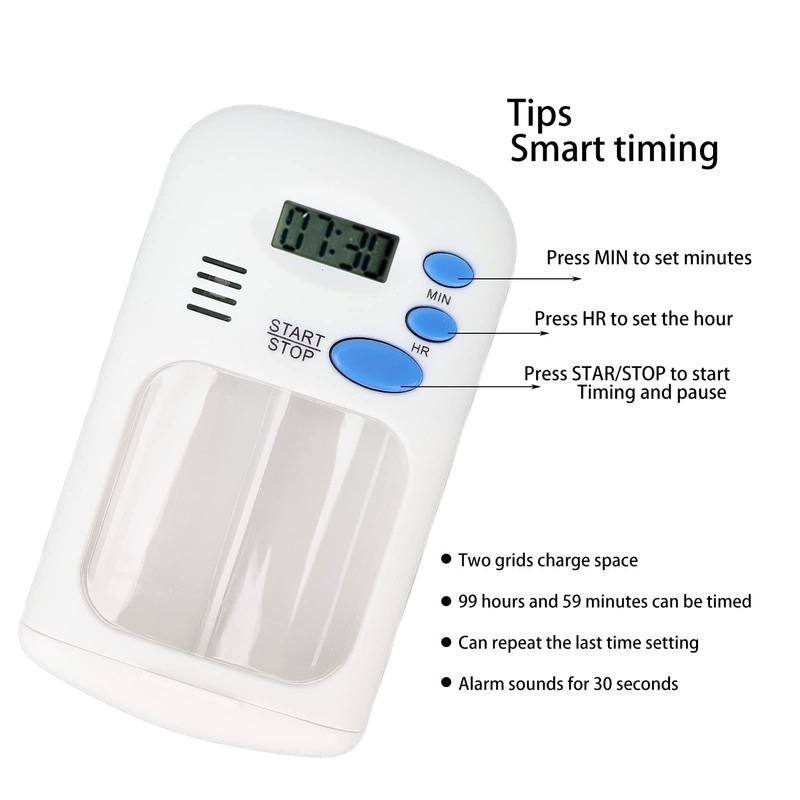 Smart Pill Dispenser, 3 Buttons 2 Grid Easy Operation Automatic