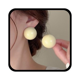 Enautoabs Vintage Candy Colour Ball Earrings Mixed Round Imitation Pearl Earrings Multi Colour Round Ball Earrings Large Ball Pearl Stud Earrings Pink Ball Statement Earrings Jewellery, Zinc, No