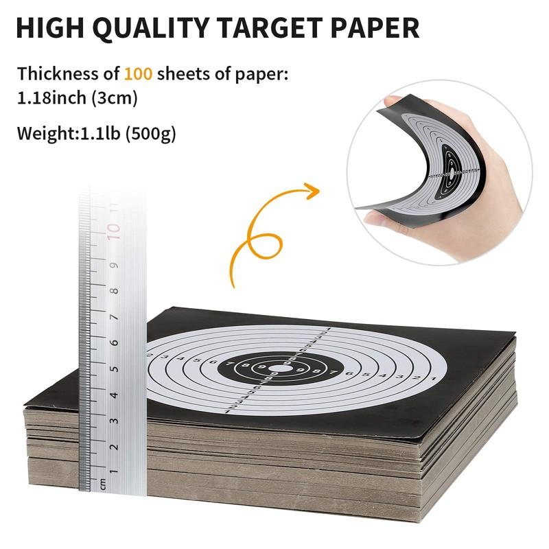 Huntvp 100pcs Paper Targets,for Rifles, Pistols, AirSoft, BB Pellet Guns