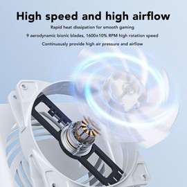 XUMIUZIY Game Console Cooling Fan, Console Cooler System Fan Intelligent Temperature Modes 2 USB Hub Multifunctional with RGB Light for Slim Digital and Disc