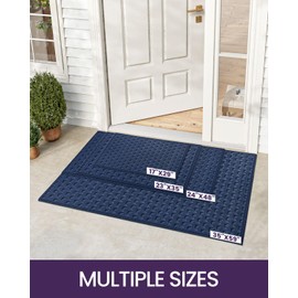 DEXI Front Door Mat Indoor Outdoor Entrance, Waterproof Low-Profile Doormat, Fade Resistant, Easy Clean Patio Entryway Mat, 24"x48", Navy Blue