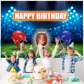 Football Birthday Backdrop Football Happy Birthday Photography Backdrop Blue Light Helmet Football Birthday Background Sports Themed Decorations Banner Boys Birthday Party Photo Booth Props 8x6Ft