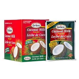 Grace Coconut Milk Powder 1.76oz - 12 Pack - Leche de Coco en Polvo - Caribbean Powdered Coconut Milk - No Preservatives, No Refrigeration - Just Add Water - Milk Substitute - Coffee Creamer