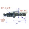 SCT-888 1 pc 1/4 Hex Adapter to 3/8"-24UNF Thread with