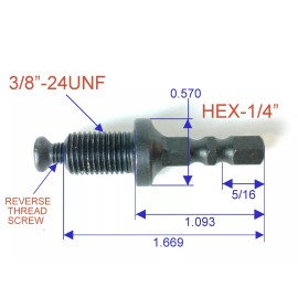 SCT-888 1 pc 1/4 Hex Adapter to 3/8"-24UNF Thread with Lock Screw to Drill Chuck S