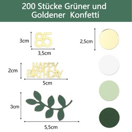 GoldRock Confetti 85th Birthday Decoration Green Gold, Pack of 200 Table Decoration Birthday 85 Years, Confetti Decoration 85th Birthday Decoration, 85th Birthday Man Woman, Confetti Birthday Man
