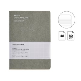 Miquelrius - Flexible notebook A5 (140 x 200 mm), Lined horizontally, 48 white sheets of 80 g/m², Recycled leather cover, Black