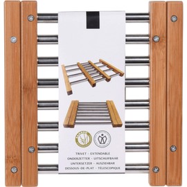 MIK funshopping Organic Bamboo Trivet for Kitchen, Dining Table, Garden Table (Extendible 21.5 x 22 cm - 35.5 x 22 cm)