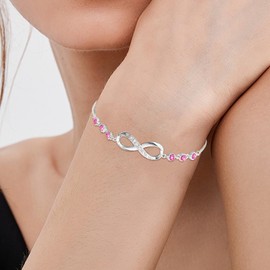 Esmoly Infinity Tennis Bracelets for Women with 5A Zirconia Heart Birthstone Adjustable Birthday Gifts for Women Girls (10)