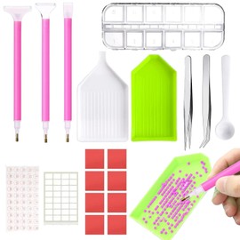 DOKLY 18 Pcs Diamond Painting Pens Kits, Diamond Art Pens 5D Diamond Art Painting Accessories Tools for DIY Craft, Comfort Grip and Faster Drilling with 8 Pcs Tip O-ring Gaskets（Blue）