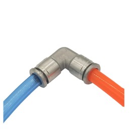 Stainless Steel IQS Pneumatic Connector Hose Connector Compressed Air Connector 90° Angle 4-16 mm VA Steel 1.4301 (304) up to 40 Bar 120 °C (Diameter 6 mm)