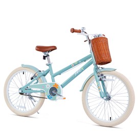 JMMD Girls Bike Ages 4-12 Years Old, Kids Bike for Toddlers with Basket, 12 14 16 18 20 24 Inch Kids Bicycle with Handbrake & Kickstand, Mint