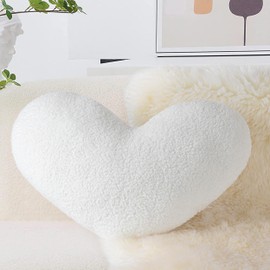AELS Heart Shaped Pillow, 20 Inches Heart Decorative Throw Pillows, Boucle Love Pillows Cute Pillow, Valentines Day Decorations, Wedding Decor, Living Room Bedroom Nursery Decor, White