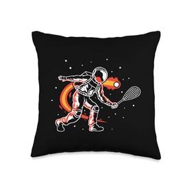 Astronaut In Space With Squash Racket Funny Squash Throw Pillow
