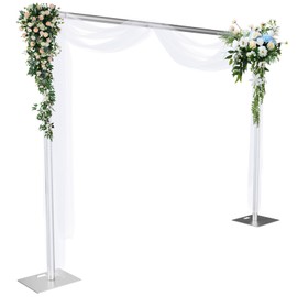 Kinchoix Pipe and Drape Backdrop Stand 8ftx10ft Adjustable Background Support System Heavy Duty Background Stand for Wedding Banquet Decorations Silvery