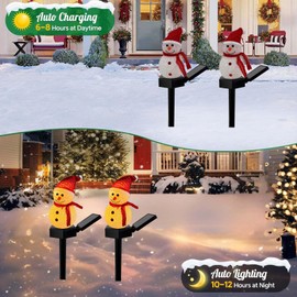 OMRAYTU 2-Pack Solar Snowman Christmas Pathway Lights, Christmas Decorations Outdoor Waterproof, Outdoor Decorative Lights for Garden Yard Street Pathway Park Christmas Wedding (Red)