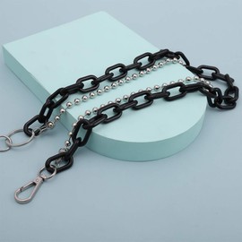 Aimimimier - Cadena de eslabones cubanos con cintura gruesa, estilo punk, para mujeres, adolescentes y hombres, color negro