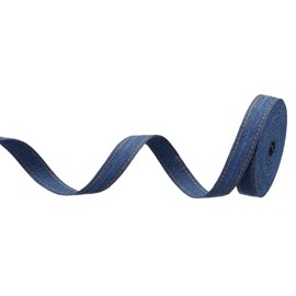 PATIKIL 3/5" Denim Ribbon, 1 Roll 5.5 Yard Layering Jean Fabric Craft Strip for Bow DIY Making Hair Clip Garment Sewing Decorations, Dark Blue
