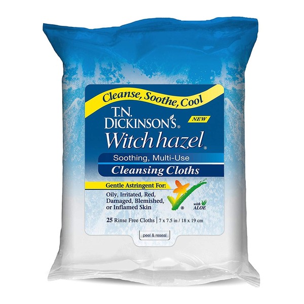 T.N. Dickinson's Witch Hazel Cleansing Cloths, 25 Cloths (Pack of 2)