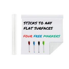 Extra Large Thicker Whiteboard Banner Vinyl Adhesive Paper Wall Decal Poster (6.5 FEET) w/Markers - Peel & Stick Wallpaper Die Cut Shape Silhouette