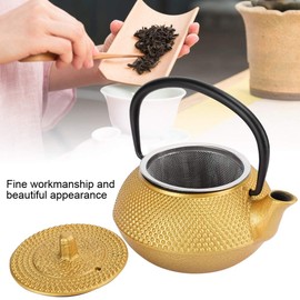 10oz Gold Cast Iron Tea Kettle, Japanese Cast Iron Teapot with Stainless Steel Infuser for Loose Leaf Tea
