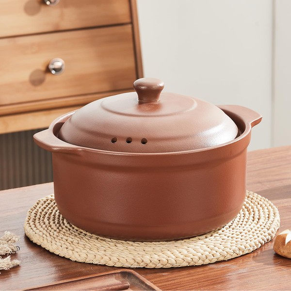 Red Zisha Unglazed Earthenware Rice Pots, Natural Terracotta Ceramic Casserole