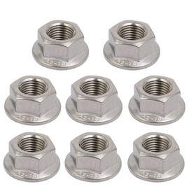 TOP-VIGOR 8Pcs M12 x 1.25mm Fine Thread Flange Nuts, 304 Stainless Steel Hex Lock Nuts, Threaded External Hex Flange Nut for Automotive, Machinery, DIY Projects