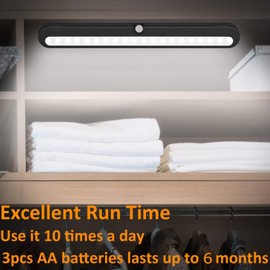 BLS T01LB LED Closet Light Super Bright 20 LED Under Cabinet Lighting Battery Powered / DC Input Wireless Motion Sensing Light, Auto On Off Switch, Motion & Light Sensor, Light Beam Adjustable