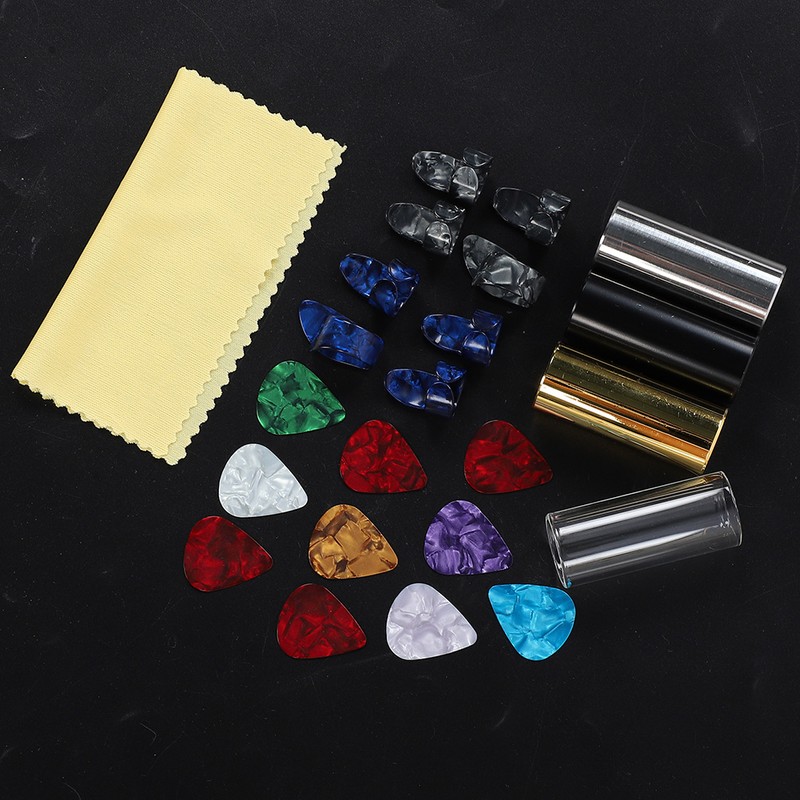 Guitar Accessories Kit 10 Celluloid Pick 4 Guitar Slider 8