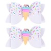 Ice Cream Hair Bow Clips, 3.4 Inch Sparkly Confetti Sprinkle