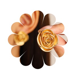 Vintage Gold Camellia Stud Earrings Simple Gold Flower Drop Earrings Boho Flower Eardrop Earrings Statement Earrings Jewelry For Women And Girls