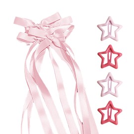 GFun Ribbon, Hair Accessory, Hair Clip, Star, Hair Ribbon, Kids, Small, Set of 6, Hair Ornament, Hair Arrangement, Recitals, Kindergarten Entrance Ceremonies, Clothing, Pink