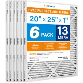 LotFancy 20x25x1 Air Filters, MERV 13 AC Furnace Filters, 6 Pack Pleated Air Conditioner HVAC Filters (Actual Size: 19.75 x 24.75 x 0.75 Inches)