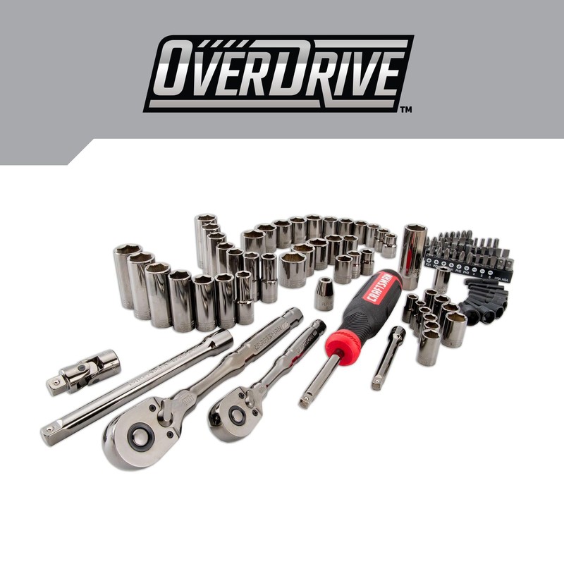 CRAFTSMAN OVERDRIVE 99-Piece Gunmetal Chrome Mechanics Tool Set, Standard SAE/Metric