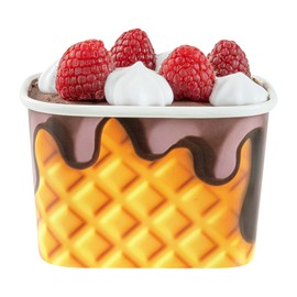 Restaurantware-Coppetta 12 Ounce Dessert Cups, 50 Greaseproof Ice Cream Cups - Lids Sold Separately, For Hot And Cold Foods, Chocolate Drizzle Paper Yogurt Bowls, Disposable, Sturdy